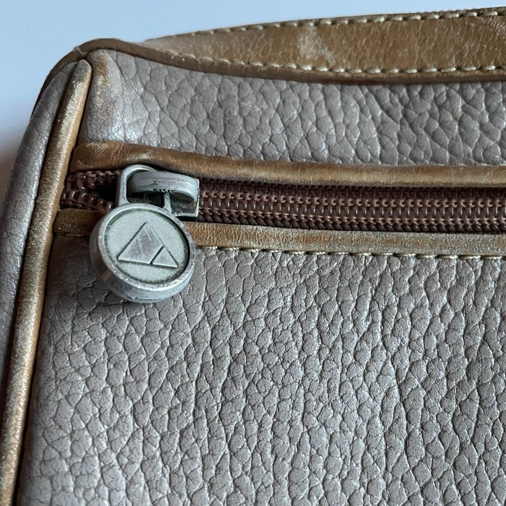 Vtg Liz Claiborne Pebbled Leather Crossbody Bag - Mushroom Taupe Grey - Picture 6 of 14